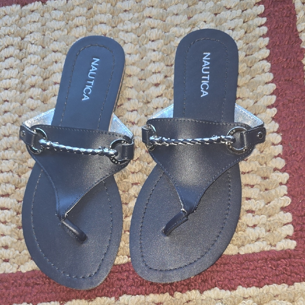 Nautica Women's dark Navy Chain Sandals